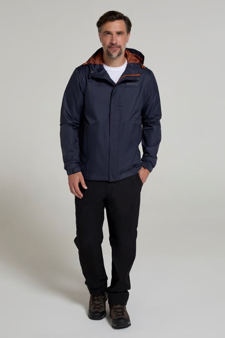 'Torrent' Men's Rain Jacket with Zipped Pockets Waterproof Adjustable Hem Dark Blue - Image 2