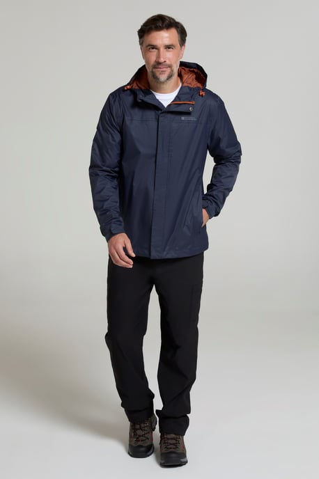 'Torrent' Men's Rain Jacket with Zipped Pockets Waterproof Adjustable Hem Dark Blue - Image 4