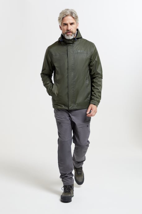 'Torrent' Men's Rain Jacket with Zipped Pockets Waterproof Adjustable Hem Dark Green - Image 2