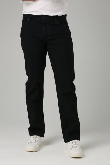 Black Cotton Straight Leg Stretch Denim Jeans - Image 5