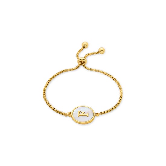 Luxenter armband i vit pärlemor med yta i 18K gult guld - Alfabet - Image 1