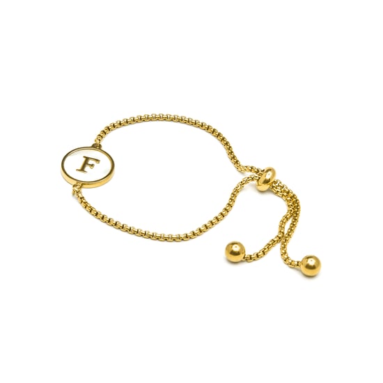 Luxenter armband i vit pärlemor med yta i 18K gult guld - Alfabet - Image 3