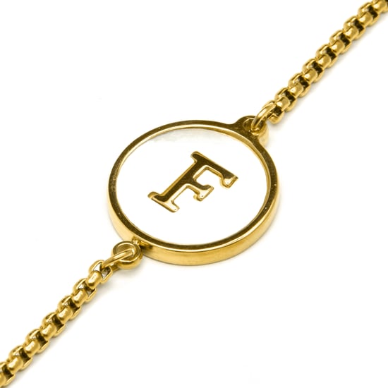 Luxenter armband i vit pärlemor med yta i 18K gult guld - Alfabet - Image 4