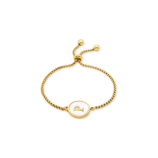 Luxenter armband in wit parelmoer afgewerkt in 18K geel goud - Alfabet - Image 1