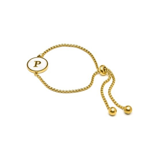 Luxenter armband in wit parelmoer afgewerkt in 18K geel goud - Alfabet - Image 3