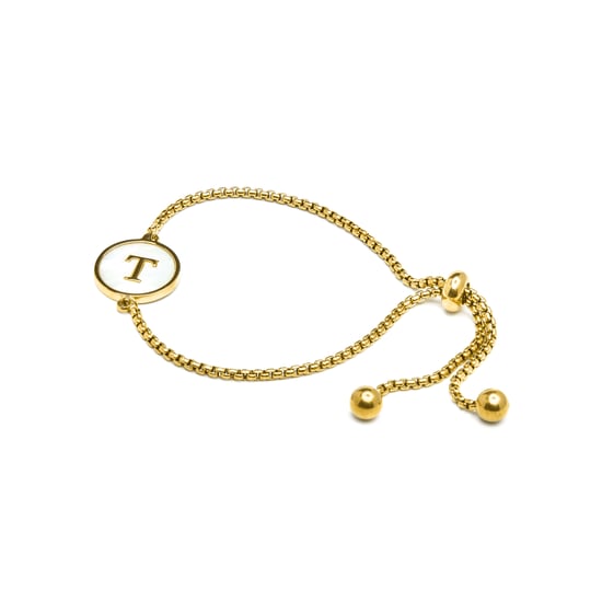 Luxenterarmband i vit pärlemor, avslutat i 18K gult guld - Alfabet - Image 3