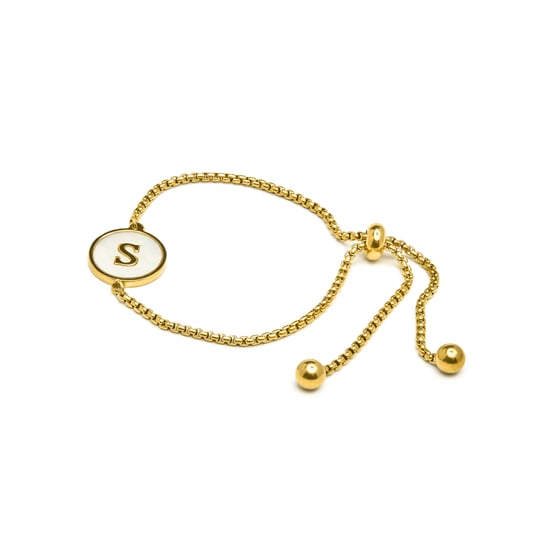 Luxenter-armband i vit pärlemor avslutat med 18K gult guld - Alfabet - Image 3