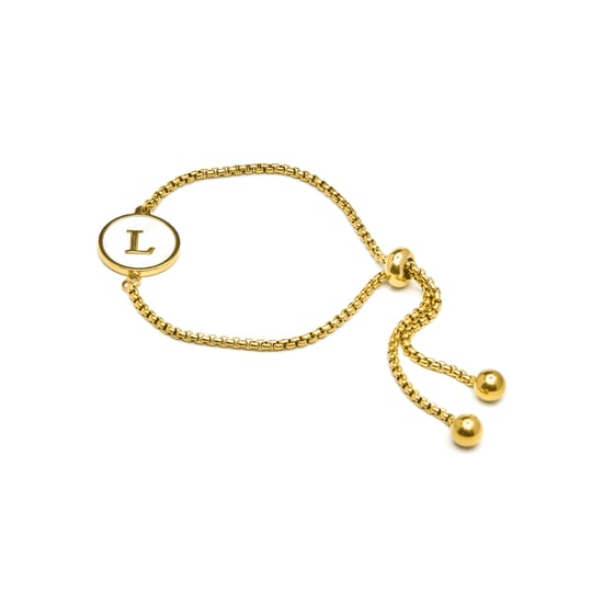 Luxenter armband i vit pärlemor avslutat i 18K gult guld - Alfabet - Image 3