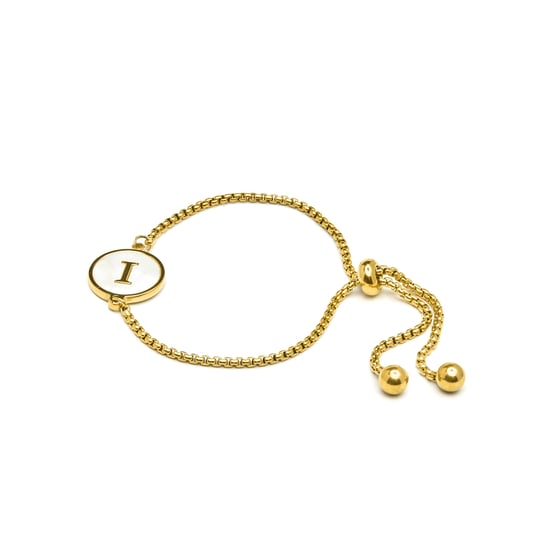 Luxenter-armband i vit pärlemor avslutat i 18K gult guld - Alphabet - Image 3