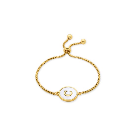 Luxenter armband i vit pärlemor med 18K gult guld - Alfabet - Image 1