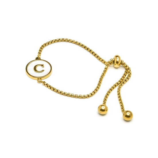 Luxenter armband i vit pärlemor med 18K gult guld - Alfabet - Image 3