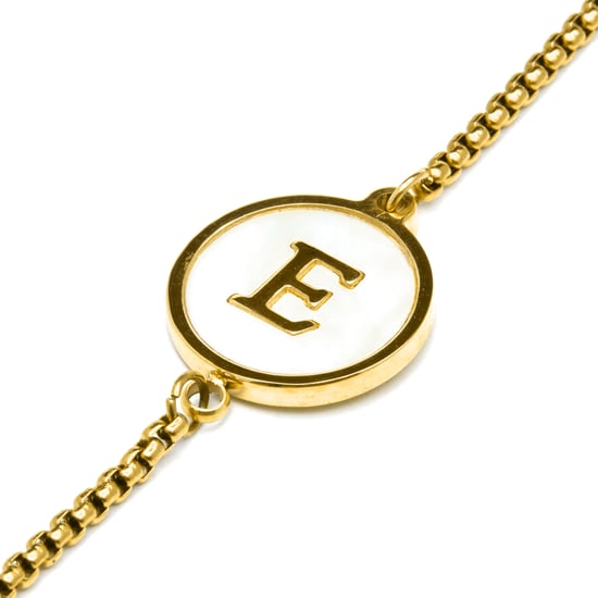 Luxenter armband in wit parelmoer afgewerkt in 18K geel goud - Alfabet - Image 4