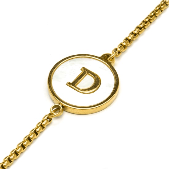 Luxenter armband in wit parelmoer afgewerkt in 18K geel goud - Alfabet - Image 4