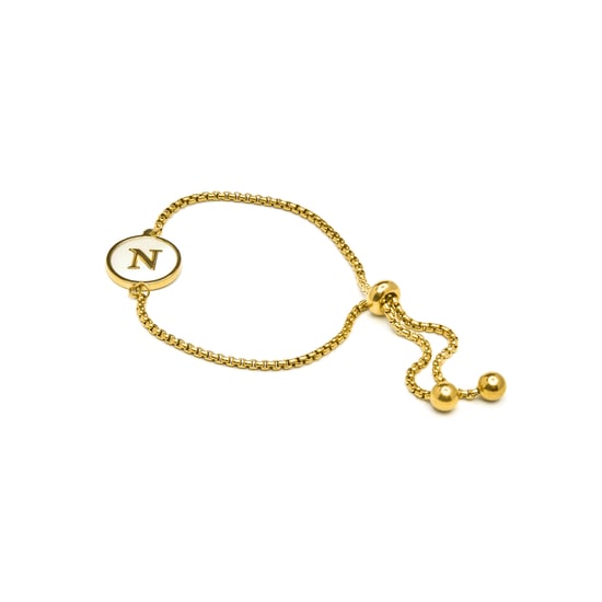 Luxenter armband i vit pärlemor avslutat i 18K gult guld - Alfabet - Image 3