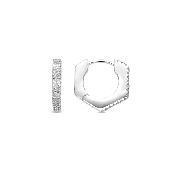 Luxenter oorbellen met glanzend zilveren afwerking zirkonia - Xasmo - Image 1