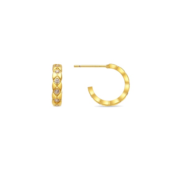 Luxenter oorbellen met glanzende 18k goudkleurige zirkonia - Efla - Image 1