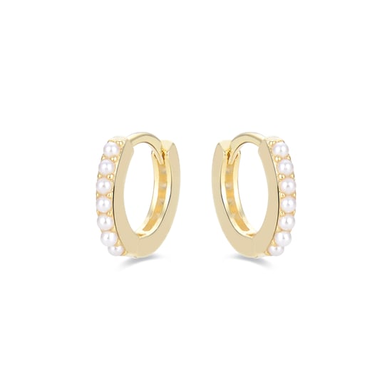 Luxenter Sterling Silver 925 earrings with white pearl finished in 18K yellow gold - Leofcar - Image 3