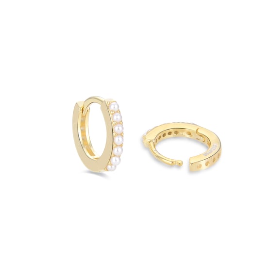 Luxenter Sterling Silver 925 earrings with white pearl finished in 18K yellow gold - Leofcar - Image 4