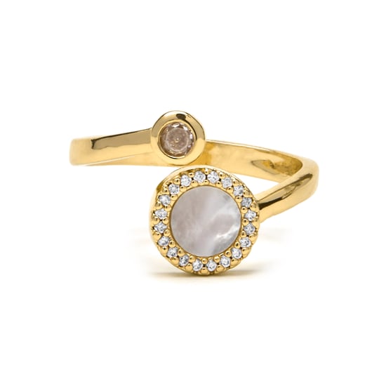Luxenter ring met wit parelmoer 18k gouden afwerking - Yaran - Image 4