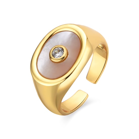 Luxenter ring met wit parelmoer 18k gouden afwerking - Staxo - Image 1