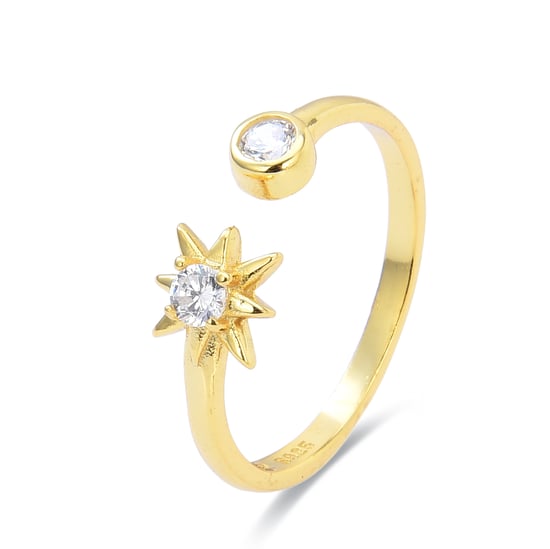 Luxenter Sterlingsilver 925-ring med glänsande 18K guldfinish zirconia - Lialt - Image 1
