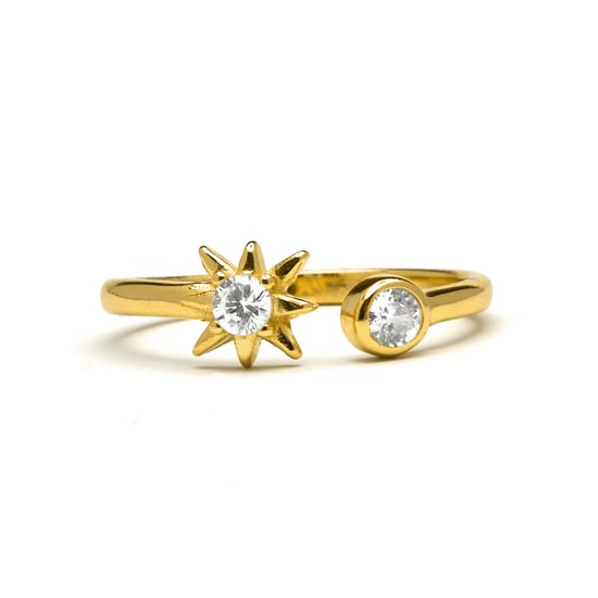 Luxenter Sterlingsilver 925-ring med glänsande 18K guldfinish zirconia - Lialt - Image 3