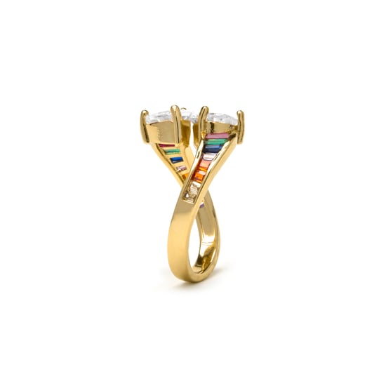 Luxenter ring met glanzende 18k gouden afwerking zirkonia - Darbia - Image 3