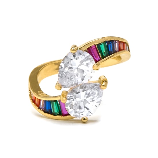 Luxenter ring met glanzende 18k gouden afwerking zirkonia - Darbia - Image 4