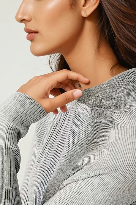 Ribbed Turtle Neck Fine Knit Jumper - Image 5