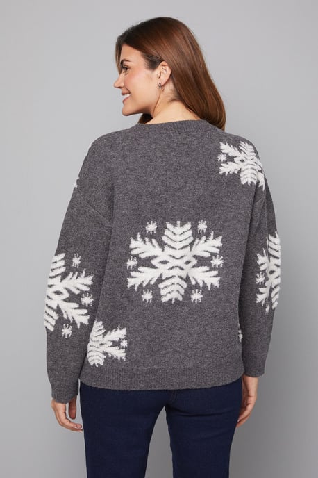 Snowflake Pattern Crew Neck Jumper - Image 3