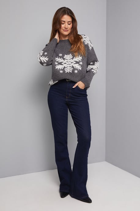 Snowflake Pattern Crew Neck Jumper - Image 4