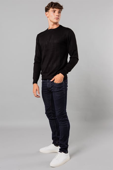 Black Crew Neck Long Sleeve Knitted Jumper - Image 3