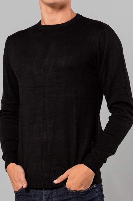 Black Crew Neck Long Sleeve Knitted Jumper - Image 4