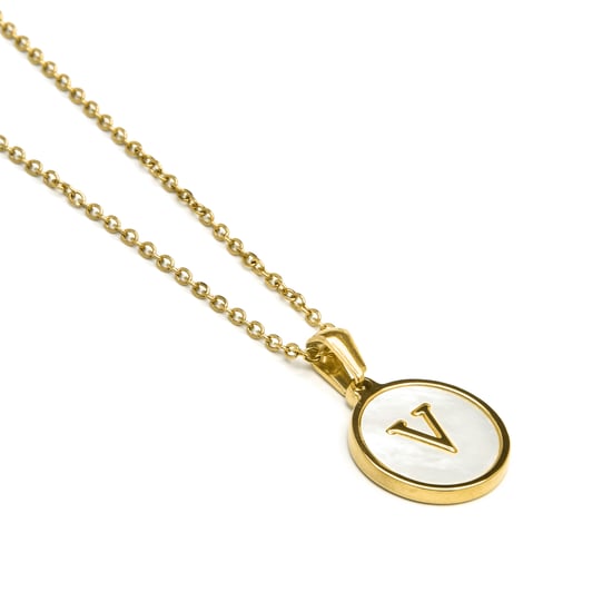 Luxenter collier in wit parelmoer afgewerkt in 18K geel goud - Alfabet - Image 3