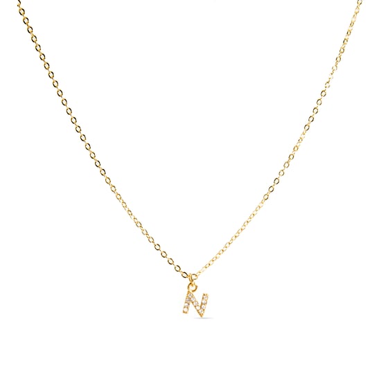 Luxeketting met glanzende zirkonia 18k goud afwerking - Alfabet - Image 1