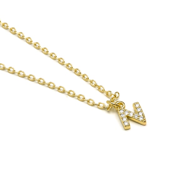 Luxeketting met glanzende zirkonia 18k goud afwerking - Alfabet - Image 3