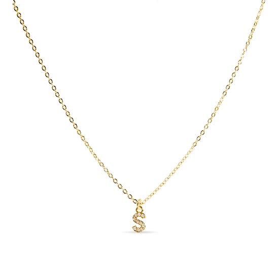 Luxeketting met glanzende zirkonia 18k goud afwerking - Alfabet - Image 1