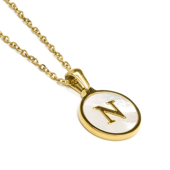 Luxenter collier in wit parelmoer afgewerkt in 18K geel goud - Alfabet - Image 3
