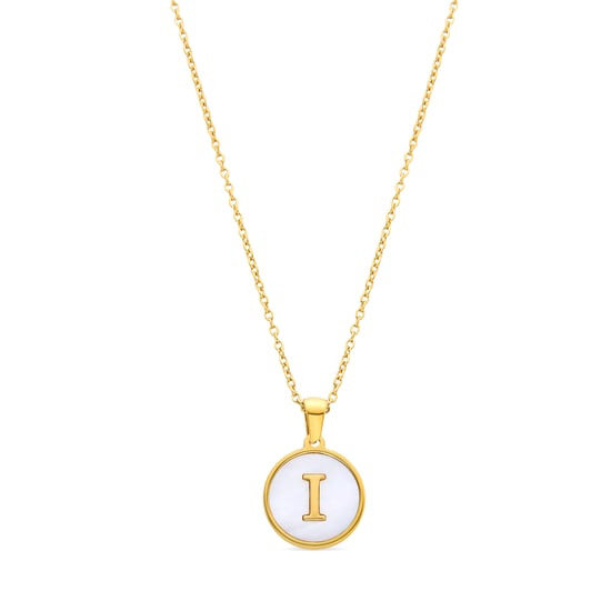 Luxenter collier in wit parelmoer afgewerkt in 18K geel goud - Alfabet - Image 1
