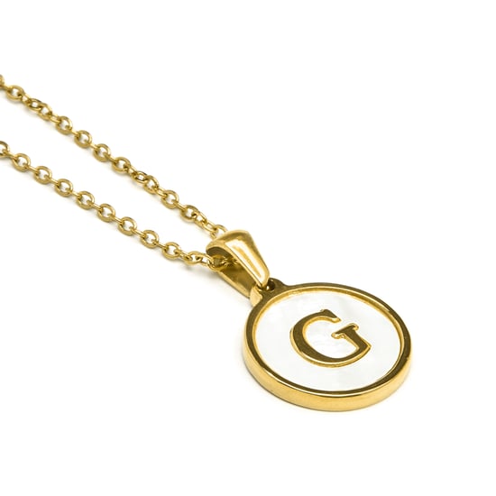 Luxenter collier in wit parelmoer afgewerkt in 18K geel goud - Alfabet - Image 3