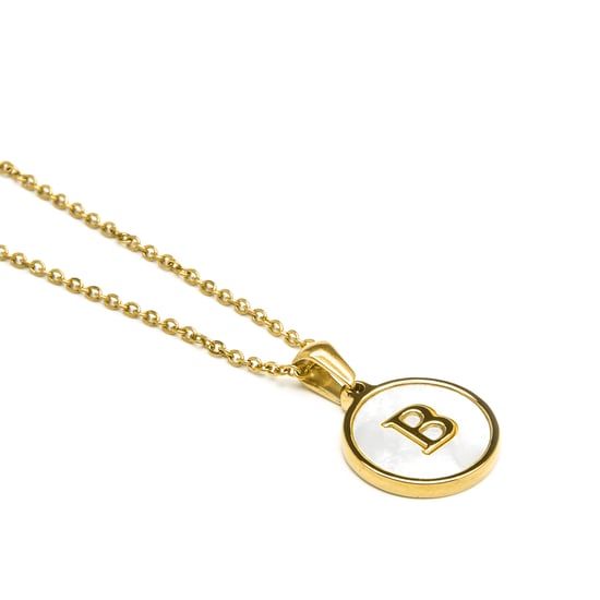 Luxenter collier in wit parelmoer afgewerkt in 18K geel goud - Alfabet - Image 3