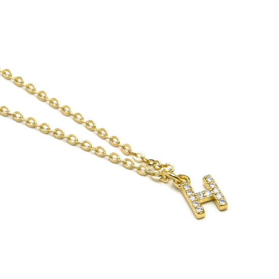 Luxeketting met glanzende zirkonia 18k goud afwerking - Alfabet - Image 3
