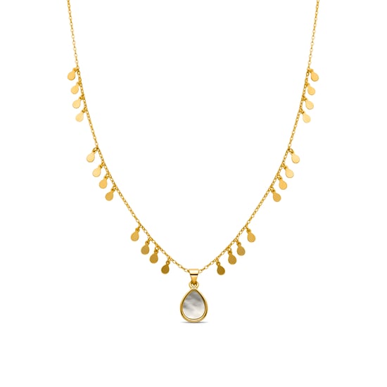 Luxenter vit musselskal halsband i 18K gult guld - Lain - Image 1