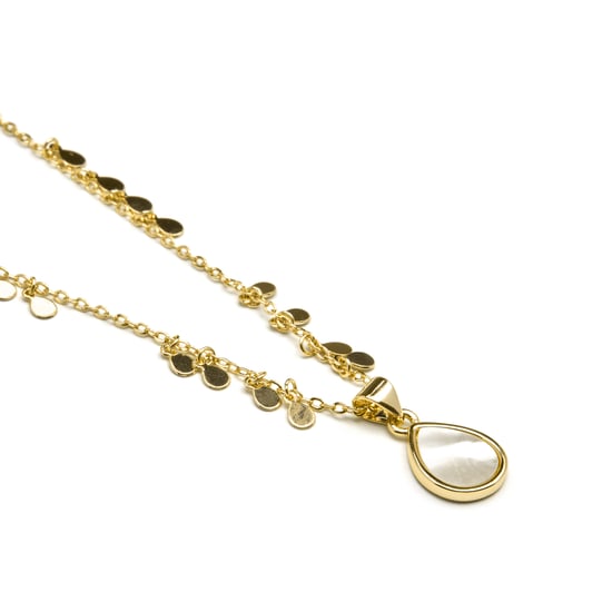 Luxenter vit musselskal halsband i 18K gult guld - Lain - Image 3