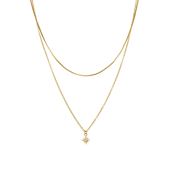 Luxenter-halsband av 925 sterling silver och 18k guldplätterad zirkonia - Najme - Image 1