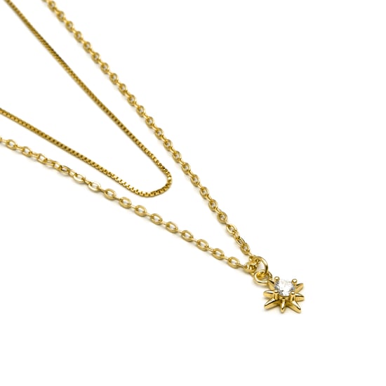 Luxenter-halsband av 925 sterling silver och 18k guldplätterad zirkonia - Najme - Image 3