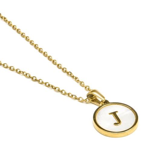 Luxenter halsband i vit pärlemor med 18K guldfinish - Alfabet - Image 3