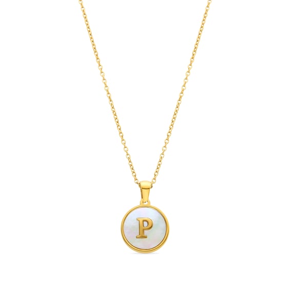 Luxenter collier in wit parelmoer afgewerkt in 18K geel goud - Alfabet - Image 1
