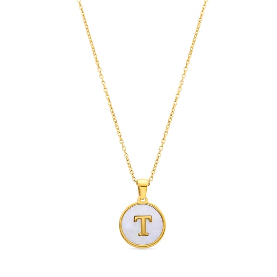 Luxenter collier in wit parelmoer afgewerkt in 18K geel goud - Alfabet - Image 1
