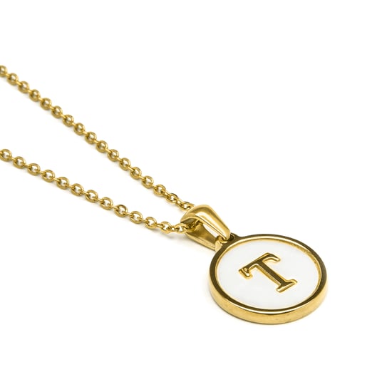 Luxenter collier in wit parelmoer afgewerkt in 18K geel goud - Alfabet - Image 3